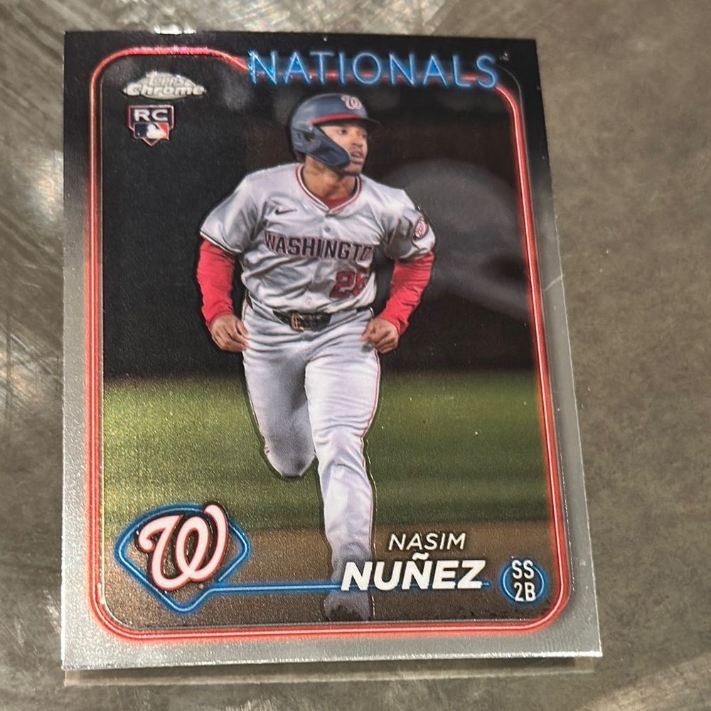 Topps Chrome Nationals Card with Silver and Red Accents